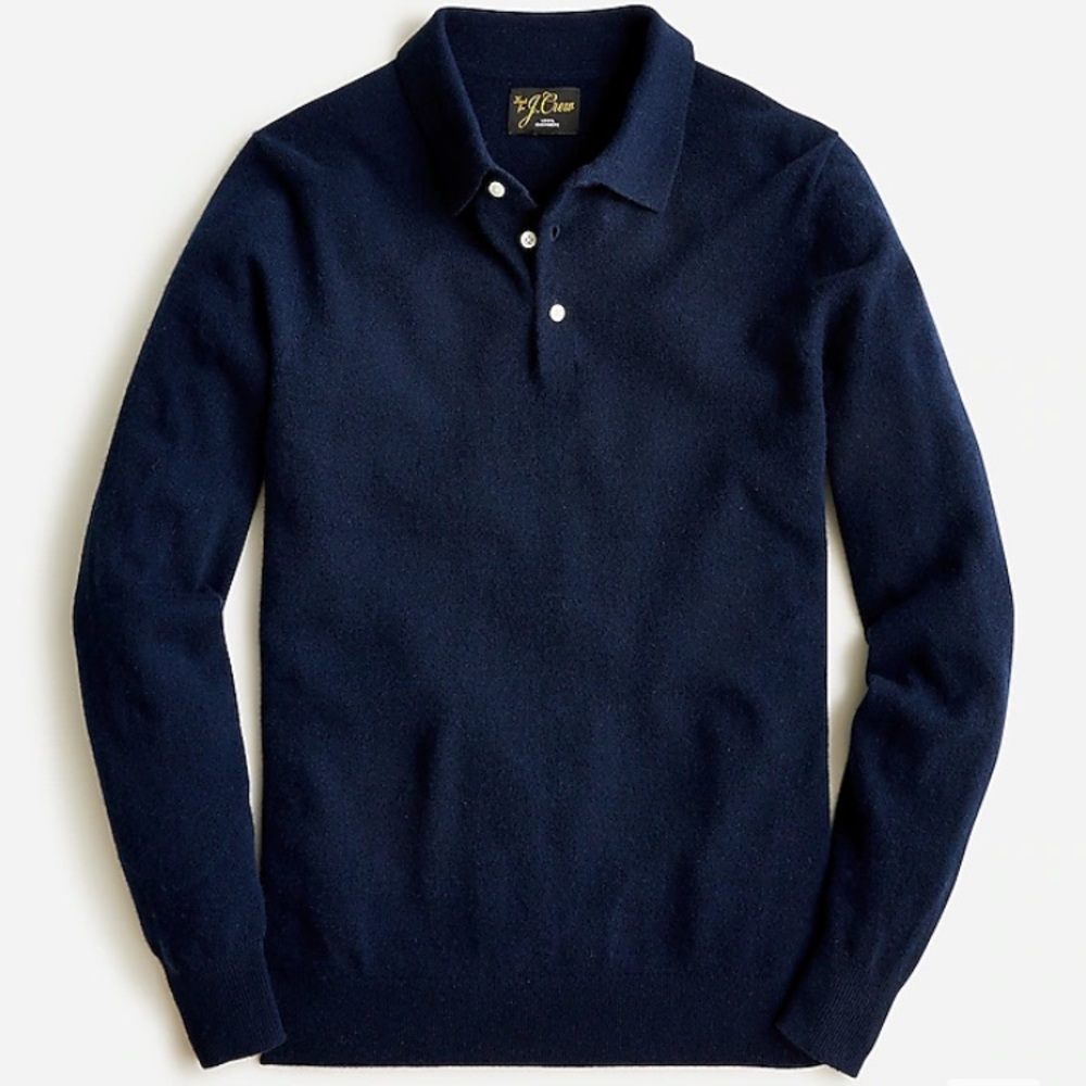 Cashmere collared sweater polo in Navy